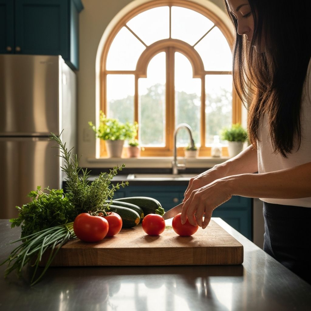 Подготвяне на сезонни зеленчуци в домашната кухня